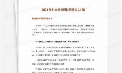 2023年村支书述职报告_2023年村支书述职报告范文